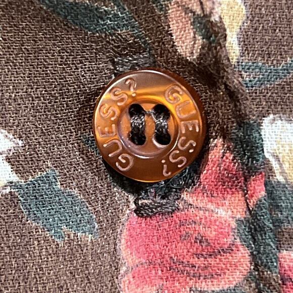Vintage Guess Blouse Top Women M Brown Floral Y2K Boho Hippie 80s Festival - Picture 11 of 14